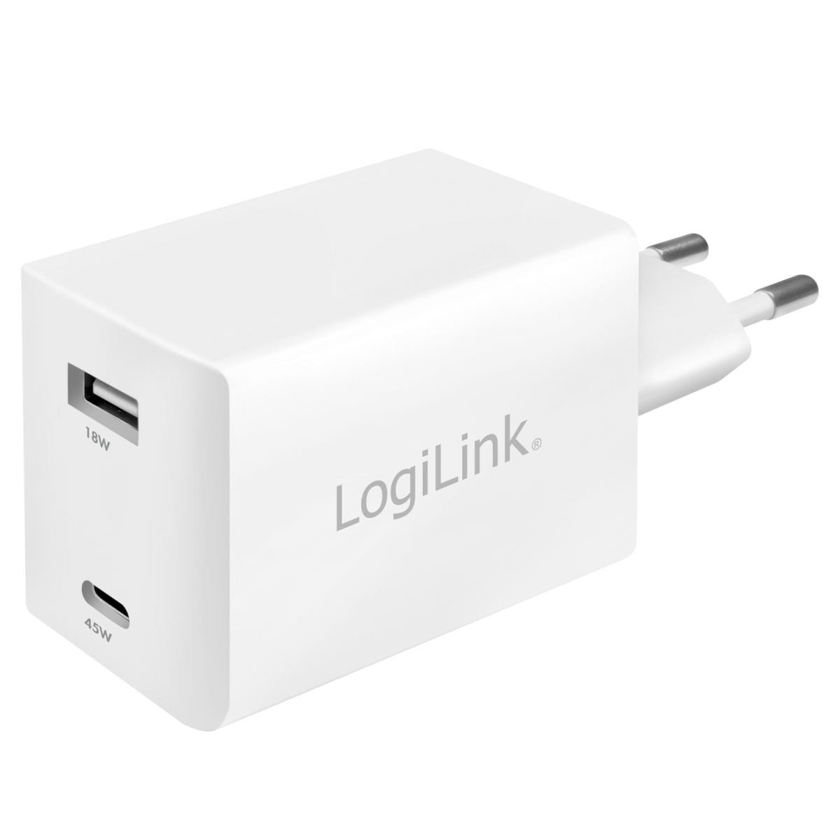 LogiLink: USB-laddare 1 x USB-C PD 1 x USB-A 48W GaN