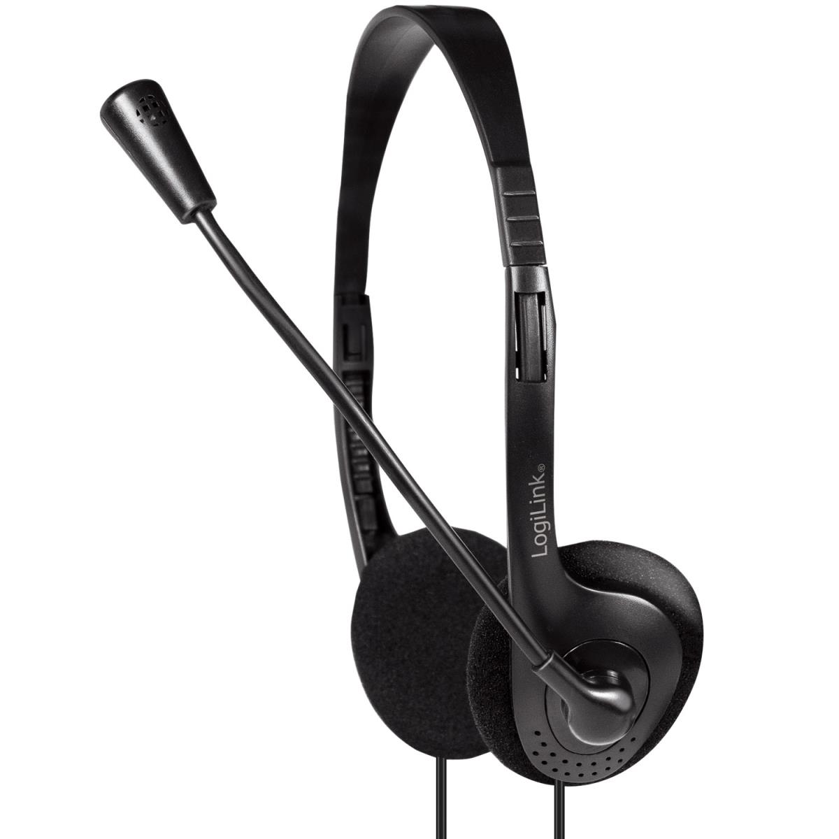 LogiLink: PC-headset Stereo m mikrofon 1x3,5mm-kontakt