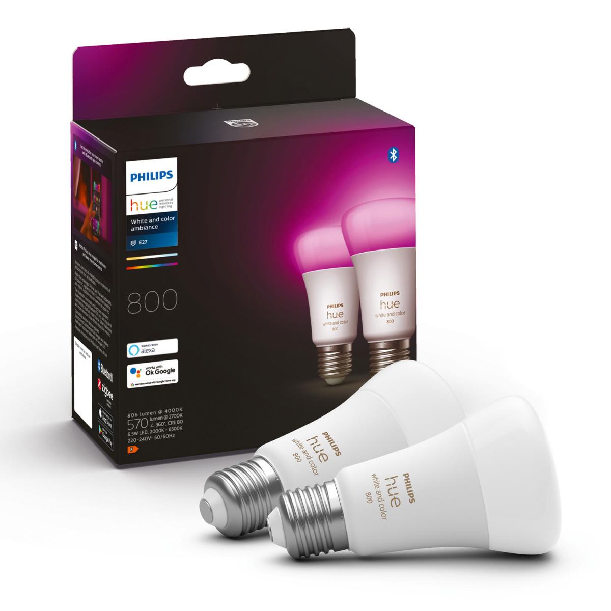 Philips: Hue White Color Ambiance E27 800lm 2-pack
