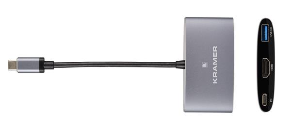 Kramer KDock-1 USB-C Hub Multiport Adapter - 4K@30 Hz HDMI output, USB 3.0, USB-C charging passthru