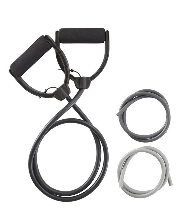 Inshape - Fitness Exercise Elastic With Regulatory Resistance 3 pcs - Black/Light Grey