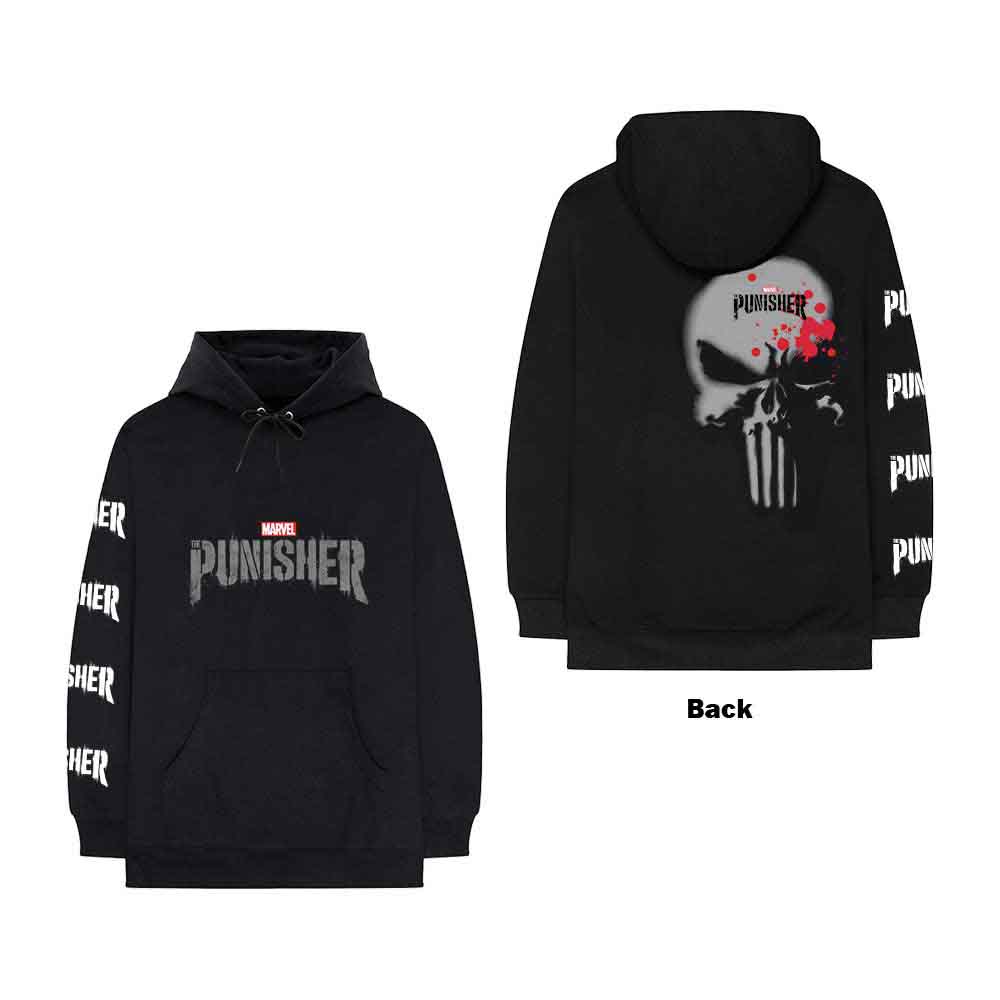 Marvel Comics: Unisex Pullover Hoodie/Punisher Stamp (Back & Sleeve Print) (Small)