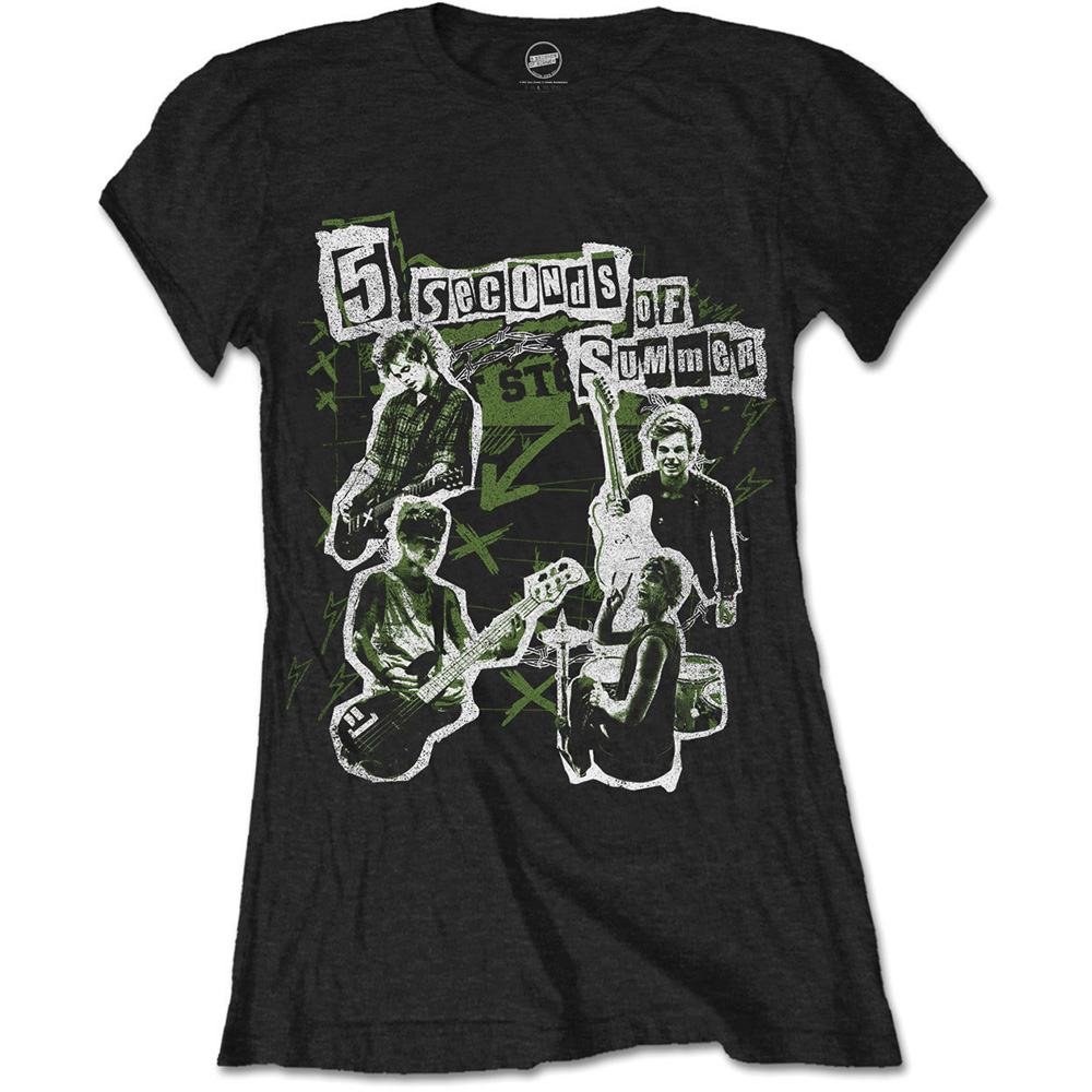 5 Seconds of Summer: Ladies T-Shirt/Live! Collage (Small)