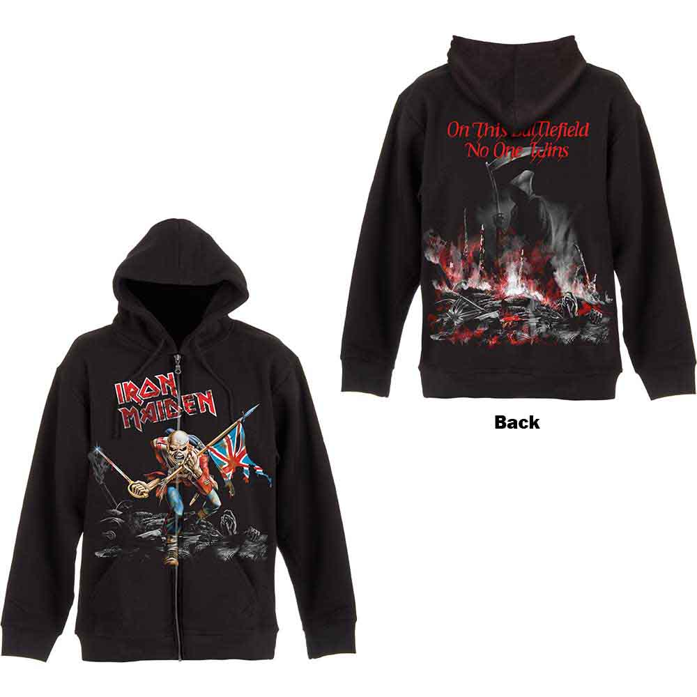 Iron Maiden: Unisex Zipped Hoodie/Scuffed Trooper (Back Print) (Small)