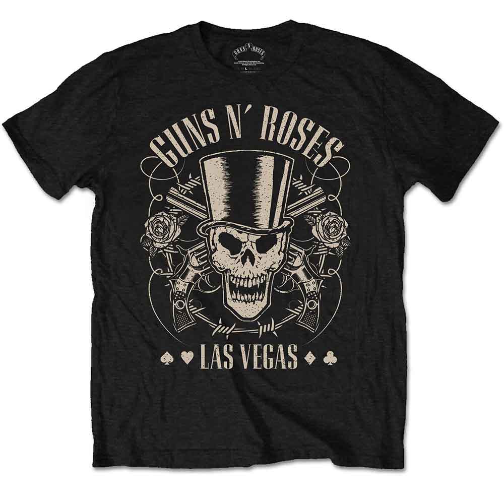 Guns N' Roses: Unisex T-Shirt/Top Hat Skull & Pistols Las Vegas (XX-Large)