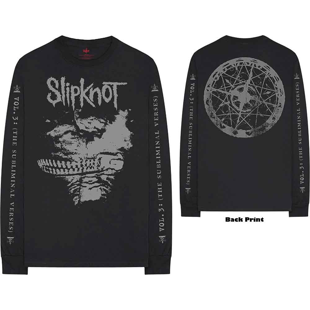 Slipknot: Unisex Long Sleeve T-Shirt/Subliminal Verses (Back & Sleeve Print) (Medium)