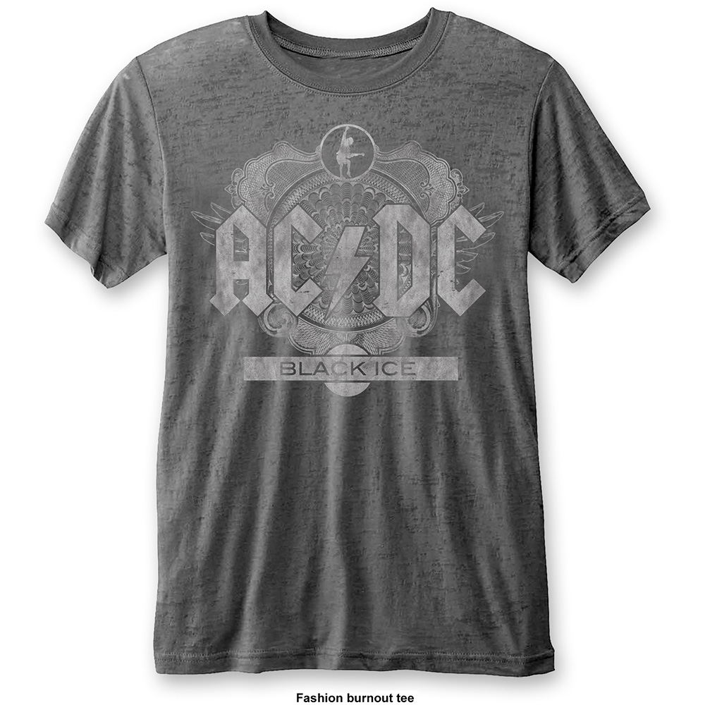 AC/DC: Unisex T-Shirt/Black Ice (Burnout) (Large)
