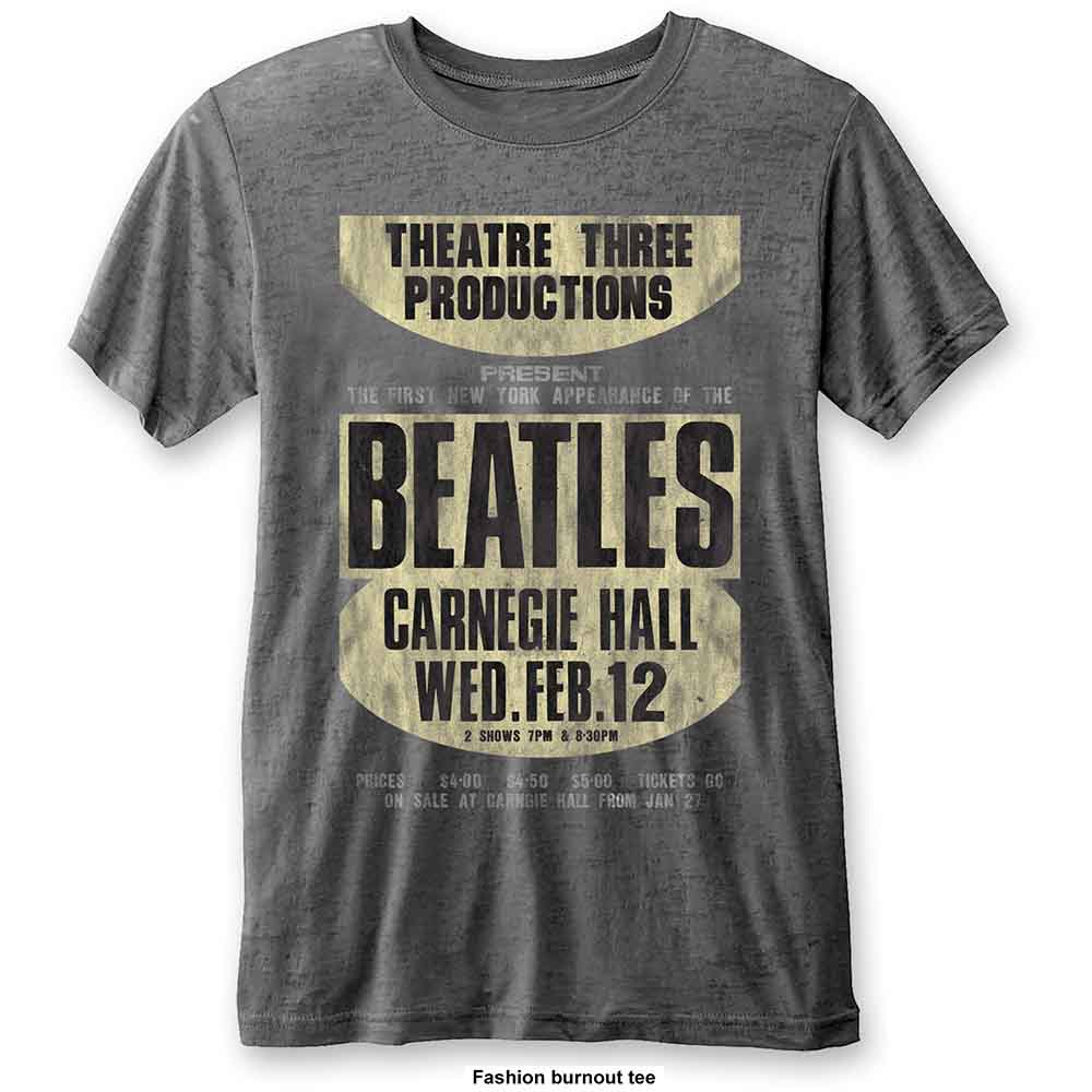 The Beatles: Unisex T-Shirt/Carnegie Hall (Burnout) (Medium)