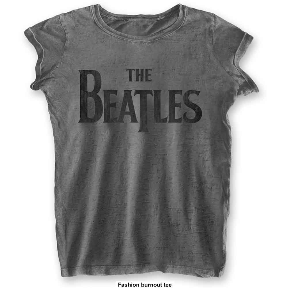 The Beatles: Ladies T-Shirt/Drop T Logo (Burnout) (Large)