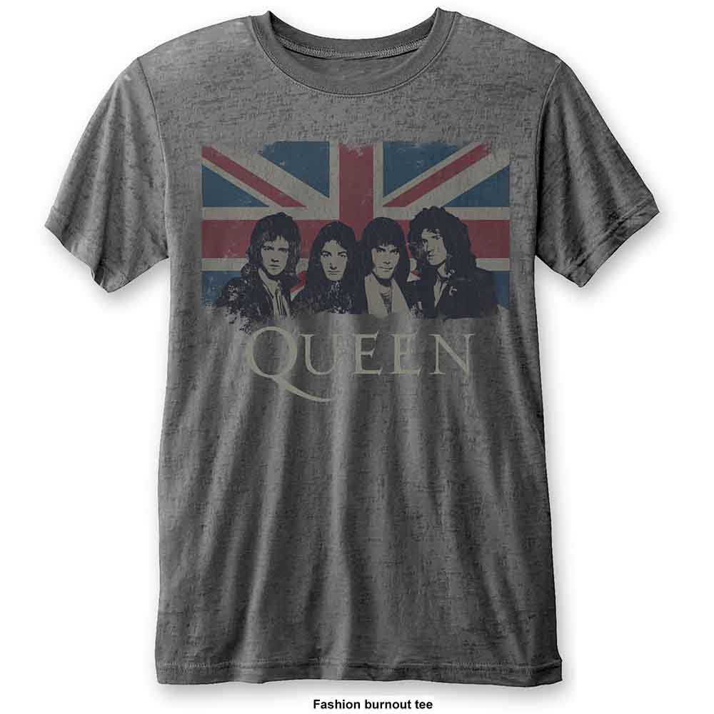 Queen: Unisex T-Shirt/Vintage Union Jack (Burnout) (Medium)