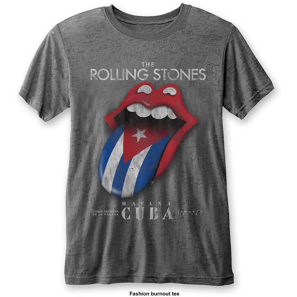 The Rolling Stones: Unisex T-Shirt/Havana Cuba (Burnout) (Medium)
