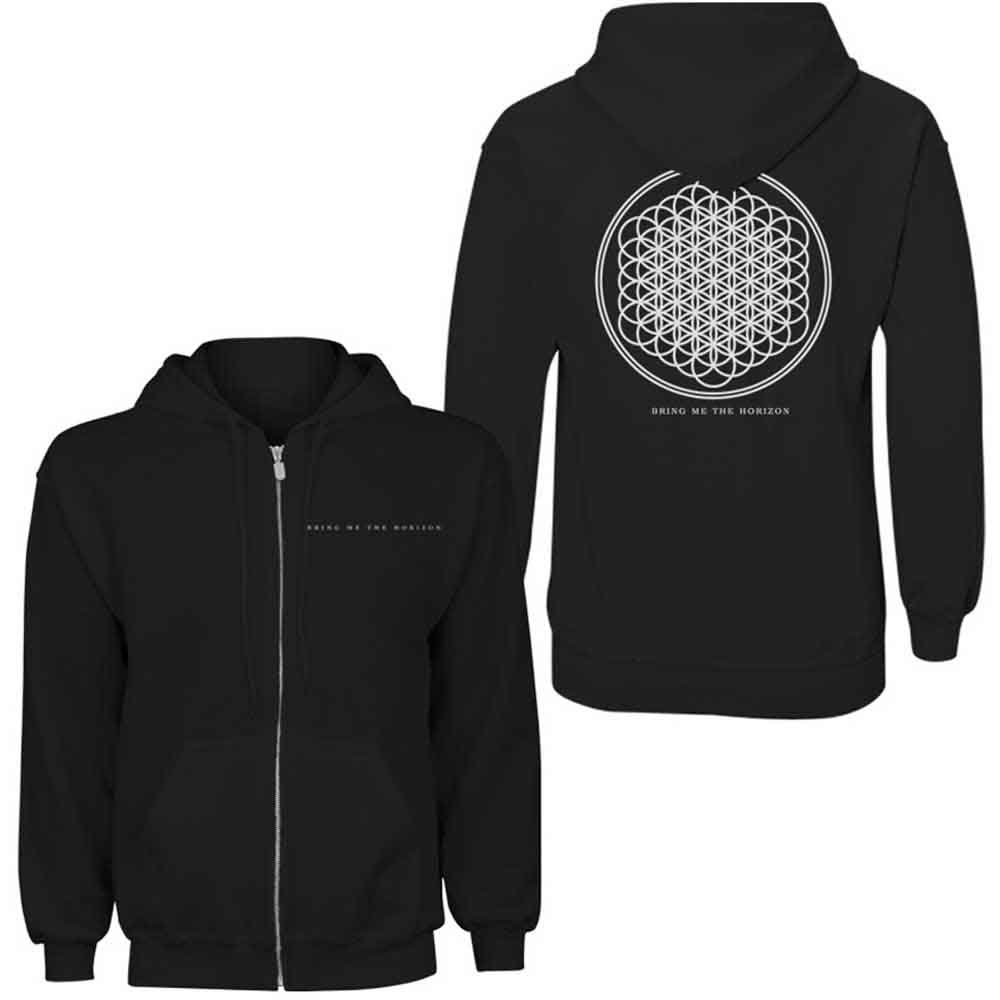 Bring Me The Horizon: Unisex Zipped Hoodie/Flower of Life (Back Print) (Small)