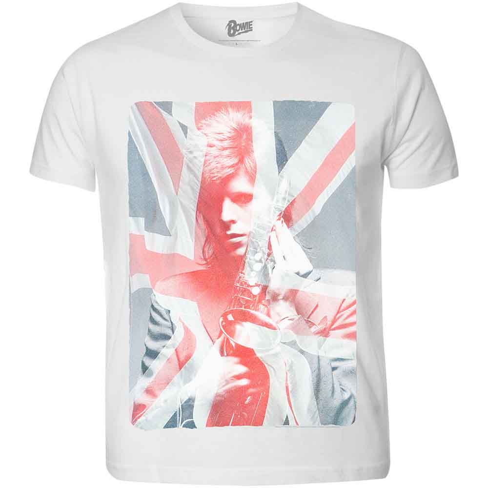 David Bowie: Unisex Sublimation T-Shirt/Union Jack & Sax (X-Large)