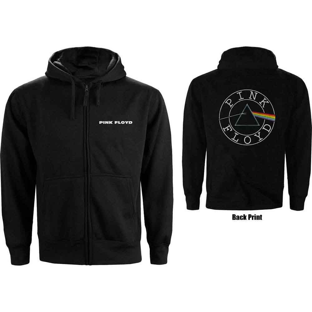 Pink Floyd: Unisex Zipped Hoodie/Circle Logo (Back Print) (XX-Large)