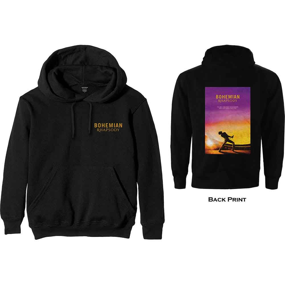 Queen: Unisex Pullover Hoodie/Bohemian Rhapsody Movie Poster (Back Print) (X-Large)