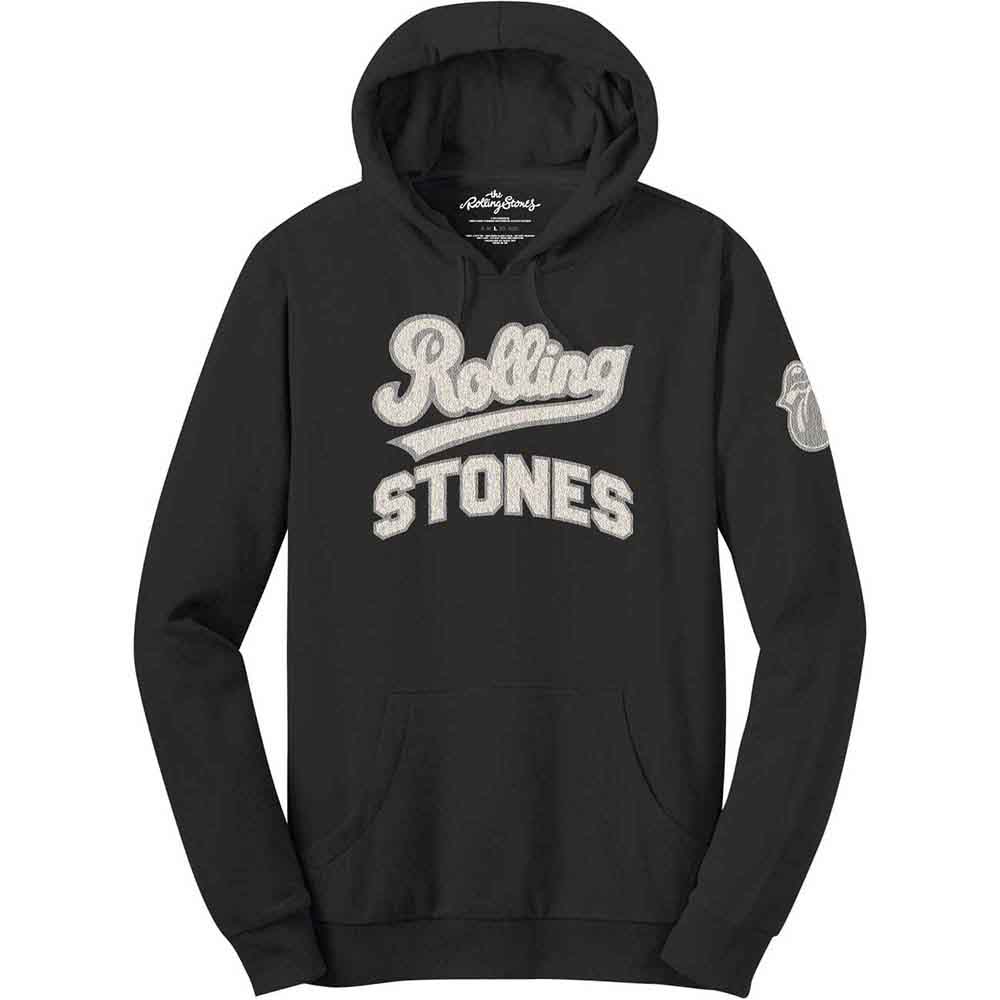 The Rolling Stones: Unisex Pullover Hoodie/Team Logo & Tongue (Applique Motifs) (Medium)