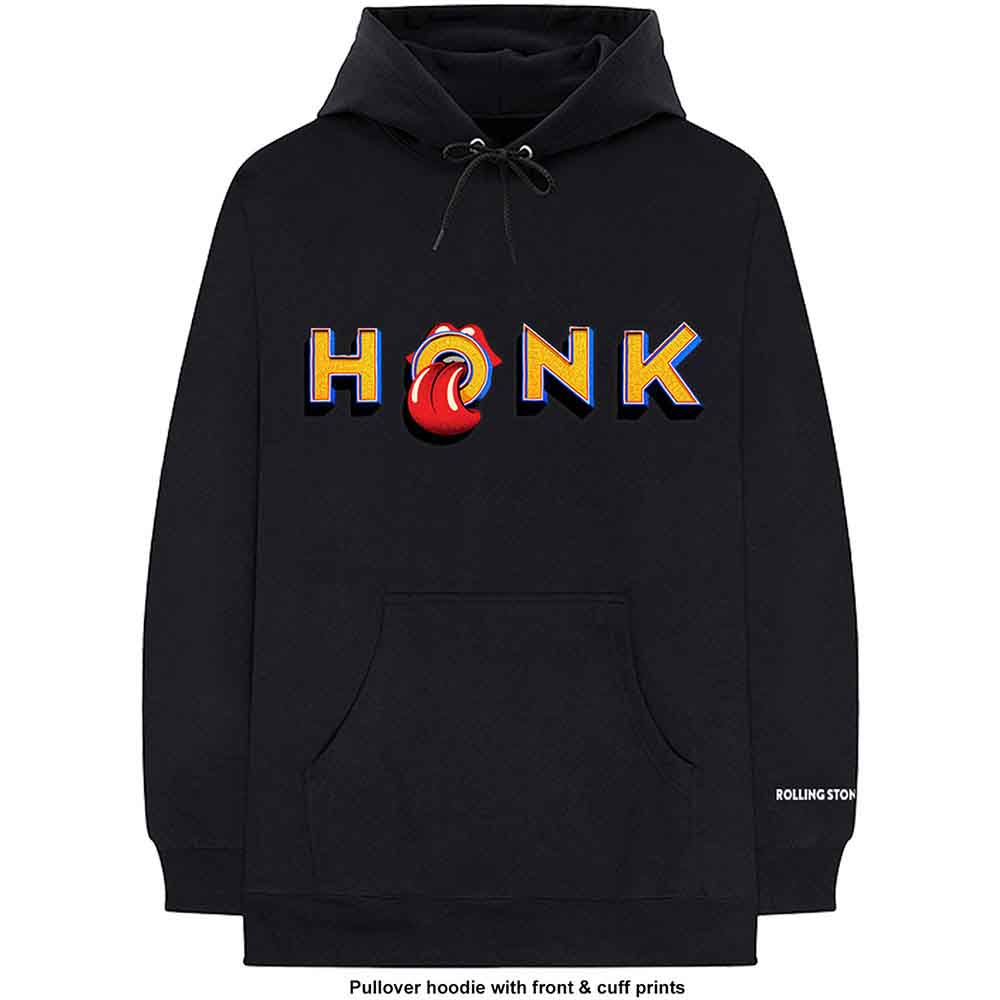 The Rolling Stones: Unisex Pullover Hoodie/Honk Letters (Cuff Print) (X-Large)