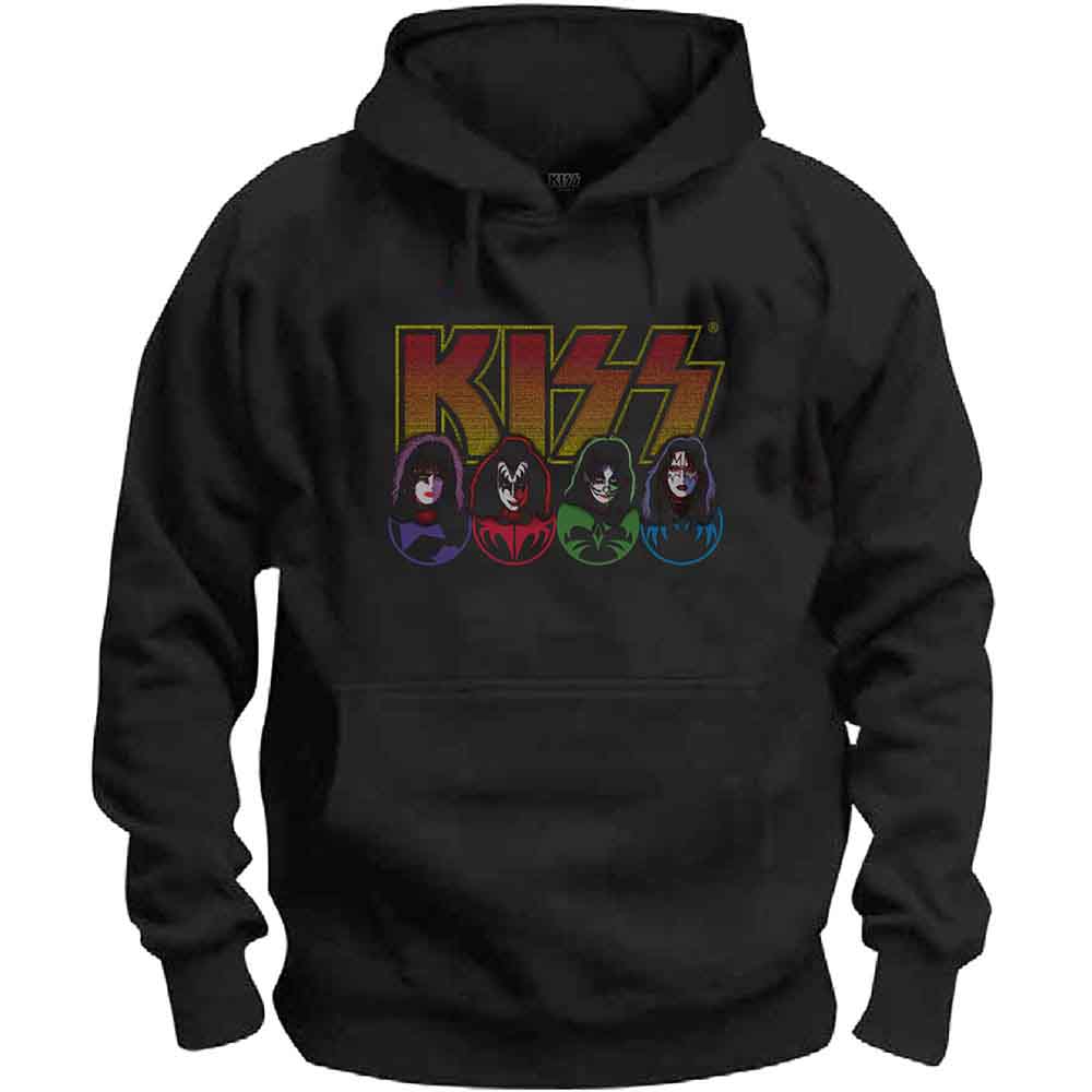 KISS: Unisex Pullover Hoodie/Logo Faces & Icons (Small)