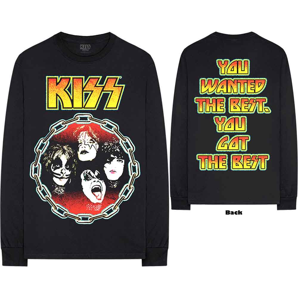 KISS: Unisex Long Sleeve T-Shirt/You Wanted The Best (Back Print) (Medium)