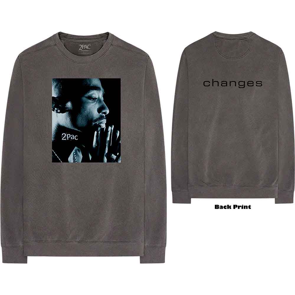 Tupac: Unisex Long Sleeve T-Shirt/Changes Side Photo (Back Print) (Large)