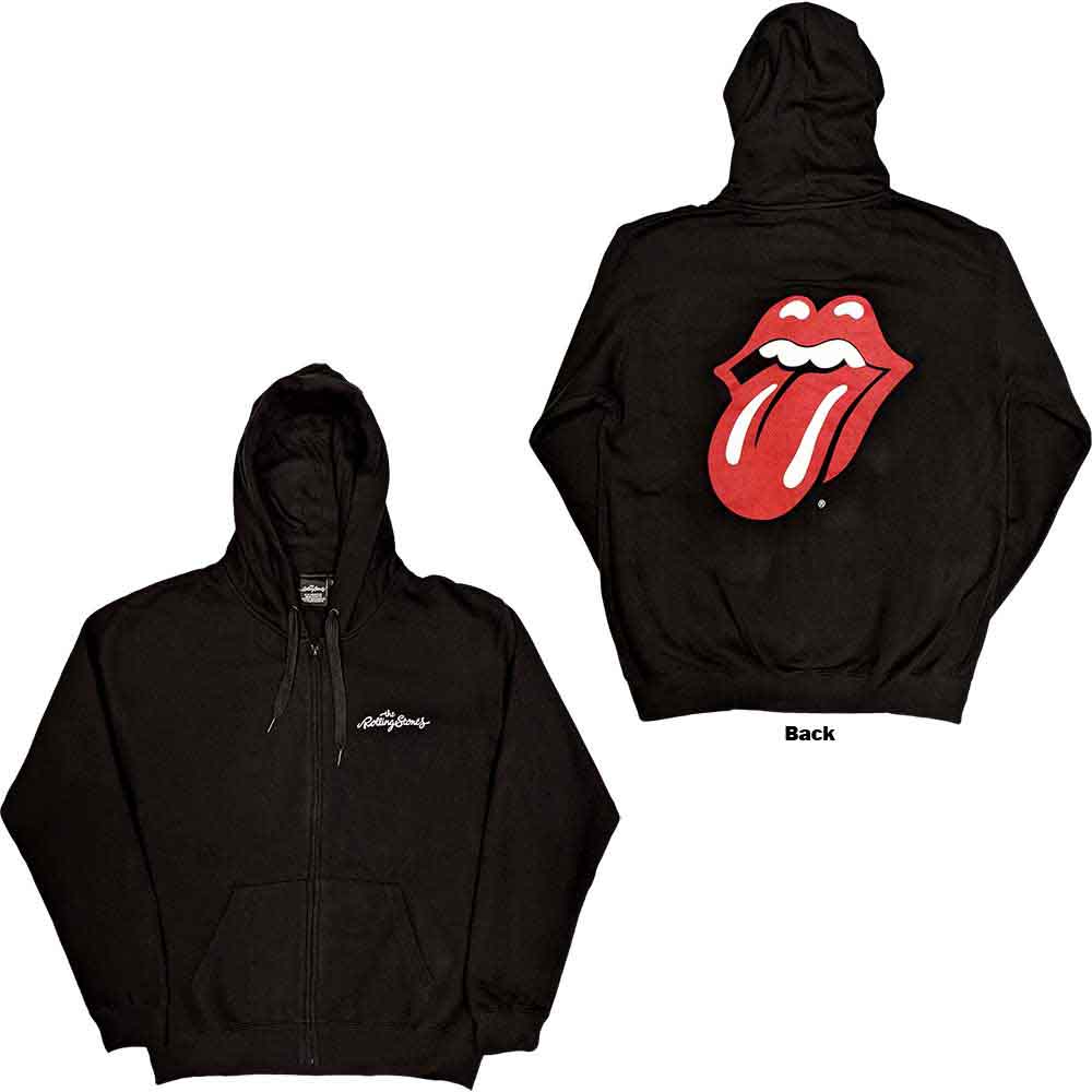 The Rolling Stones: Unisex Zipped Hoodie/Classic Tongue (Back Print) (Medium)