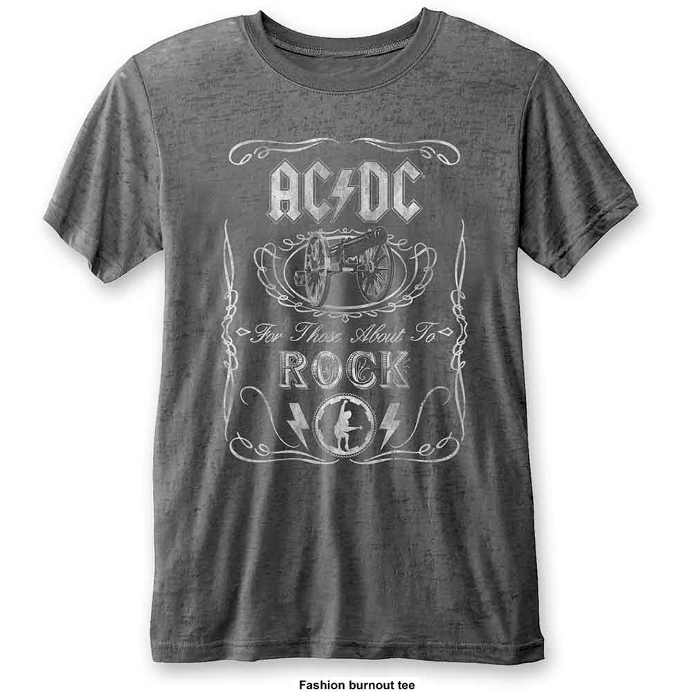 AC/DC: Unisex T-Shirt/Cannon Swig (Burnout) (Large)