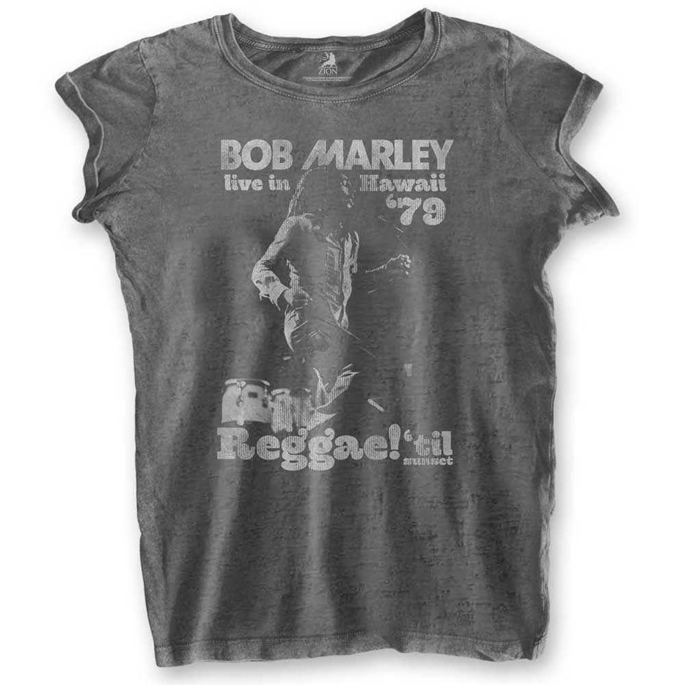 Bob Marley: Ladies T-Shirt/Hawaii (Burnout) (Medium)