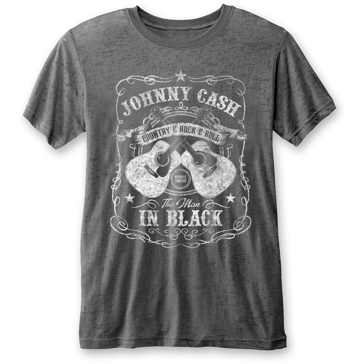 Johnny Cash: Unisex T-Shirt/The Man in Black (Burnout) (X-Large)