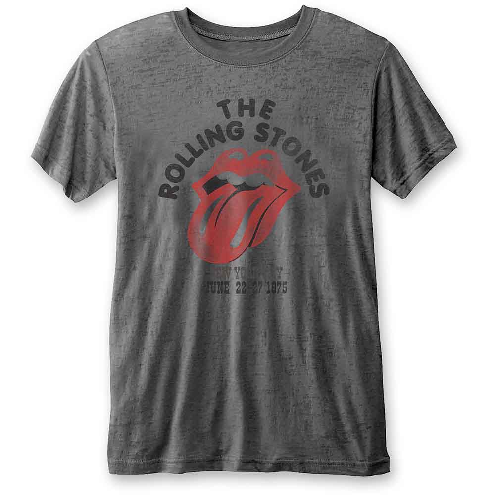 The Rolling Stones: Unisex T-Shirt/New York City 75 (Burnout) (Medium)