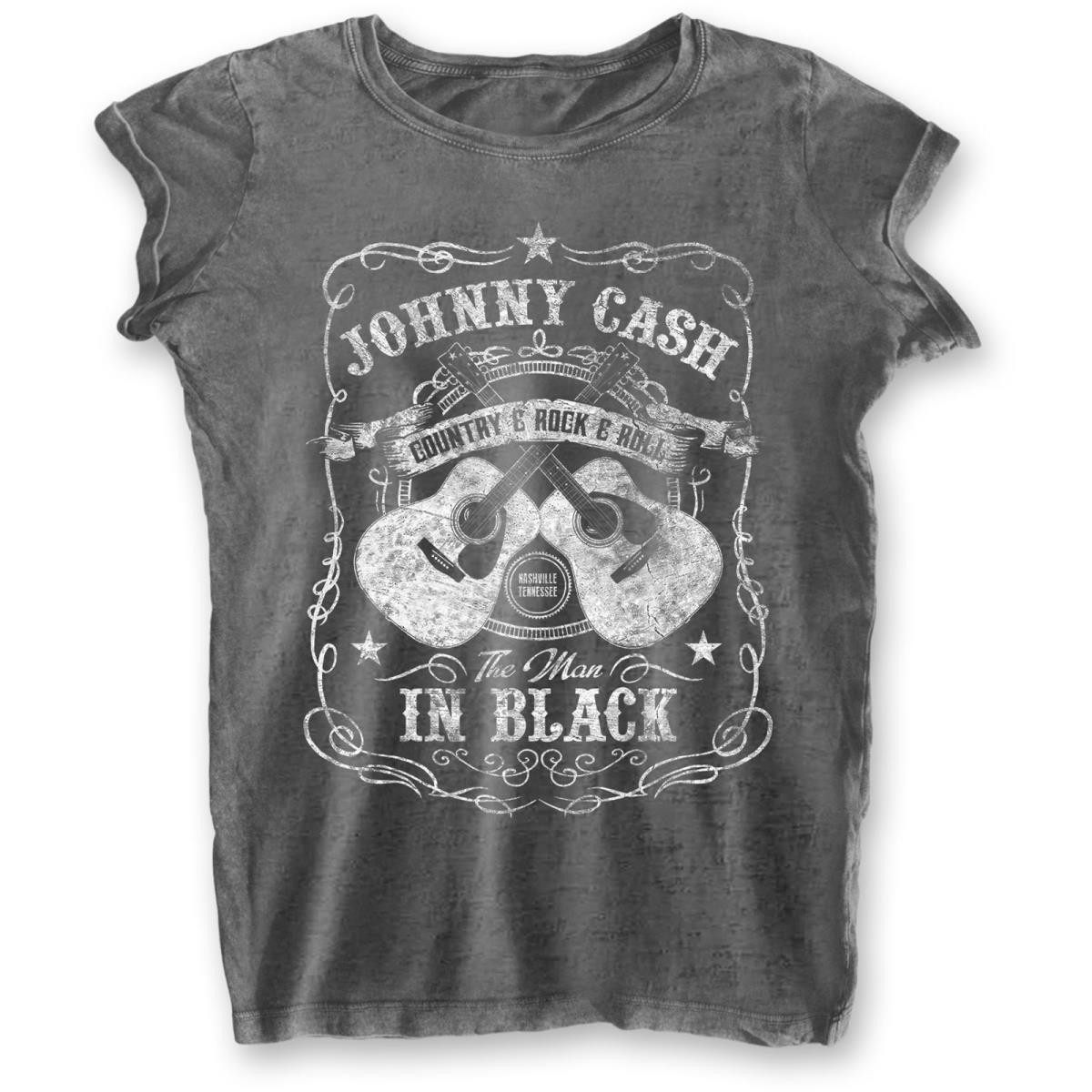 Johnny Cash: Ladies T-Shirt/The Man In Black (Burnout) (XX-Large)