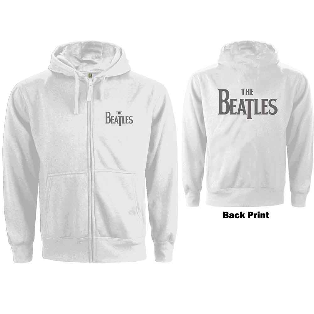 The Beatles: Ladies Zipped Hoodie/Drop T Logo (Back Print) (XX-Large)