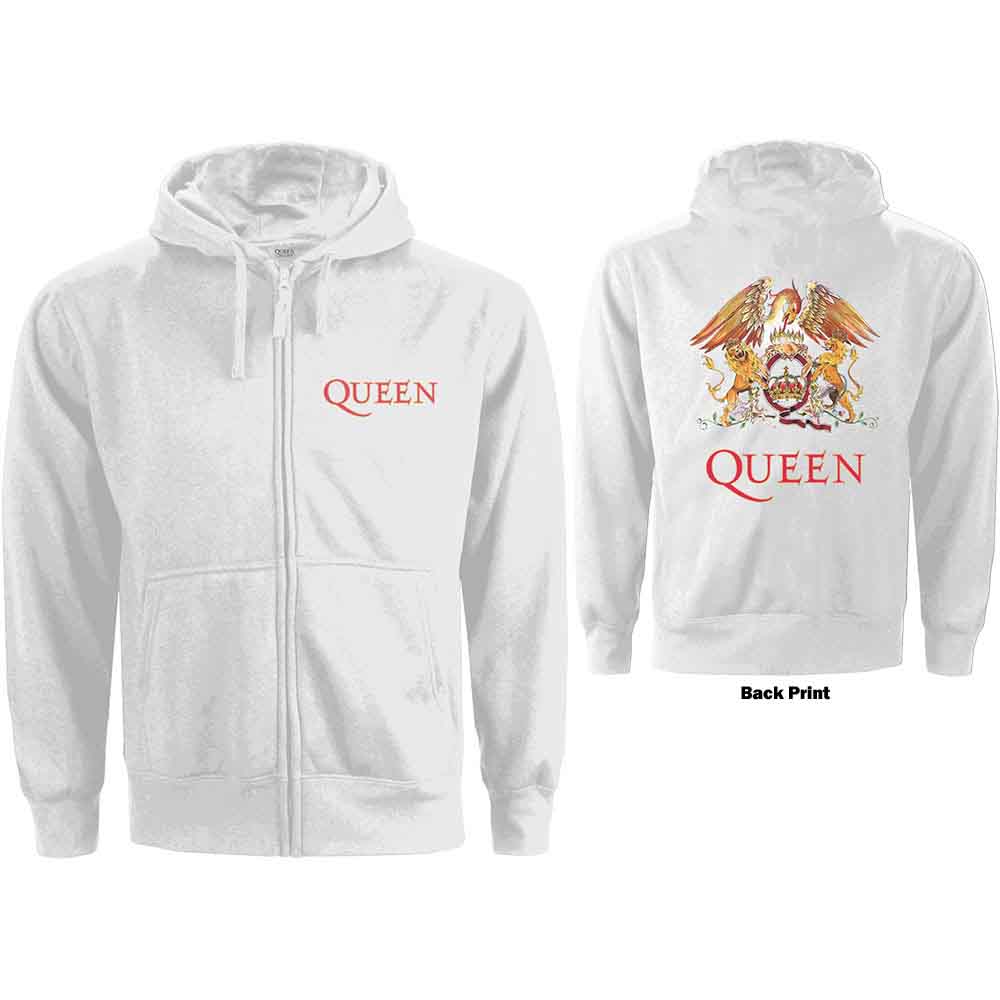 Queen: Ladies Zipped Hoodie/Classic Crest (Back Print) (X-Large)