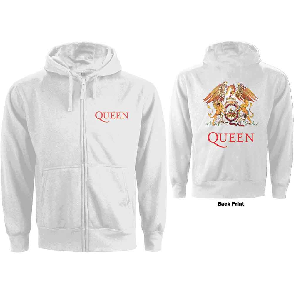 Queen: Ladies Zipped Hoodie/Classic Crest (Back Print) (XX-Large)