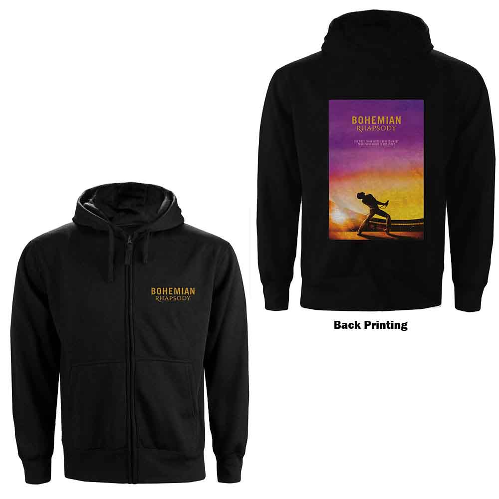 Queen: Unisex Zipped Hoodie/Bohemian Rhapsody Movie Poster (Back Print) (X-Large)