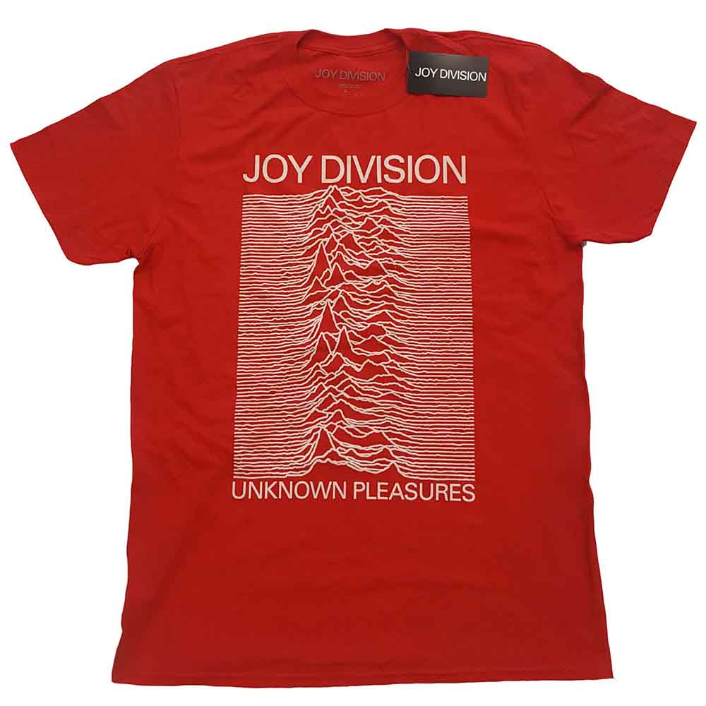 Joy Division: Unisex T-Shirt/Unknown Pleasures White On Red (Large)