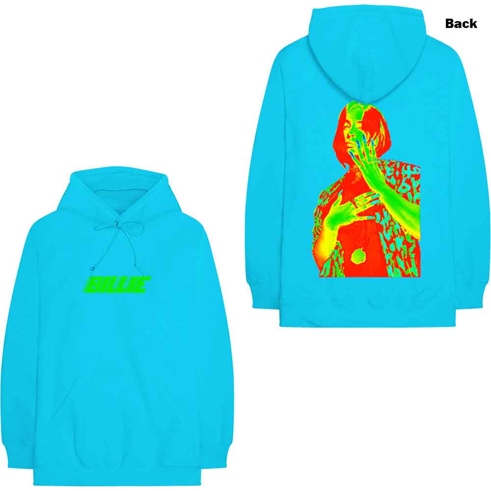 Billie Eilish: Unisex Pullover Hoodie/Thermal Photo (Back Print) (Medium)