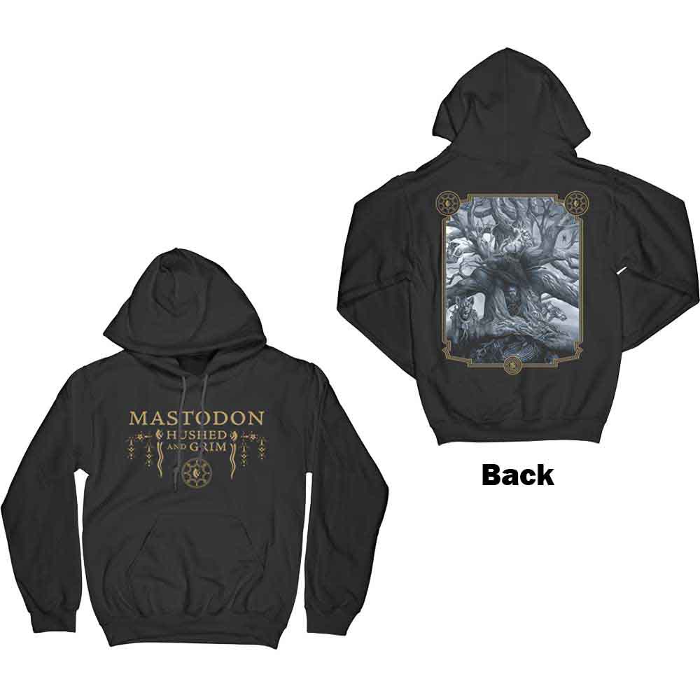 Mastodon: Unisex Pullover Hoodie/Hushed & Grim Cover (Back Print) (Medium)