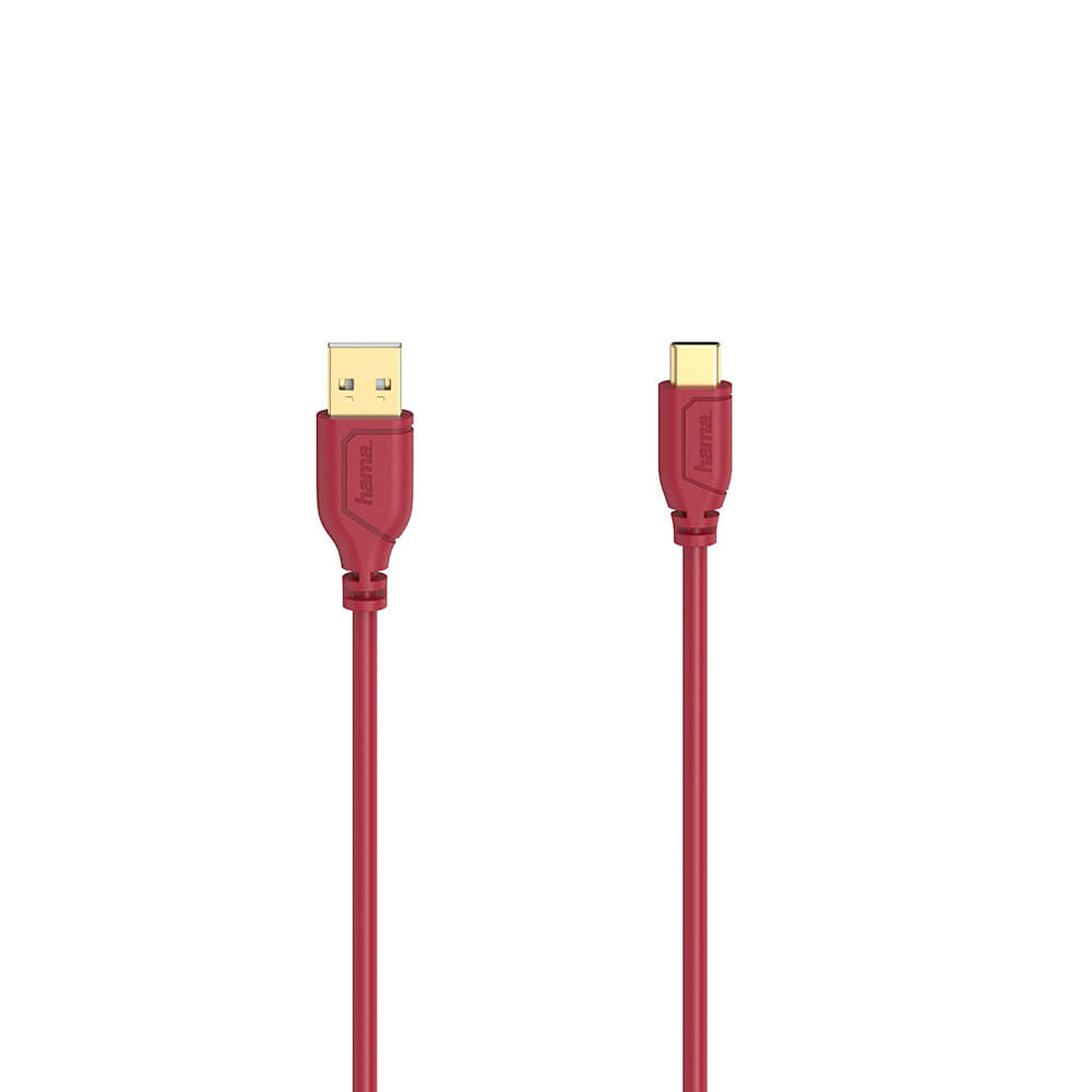 HAMA Cable USB-C Flexi-Slim USB-A-USB-C Gold Red 0.75m