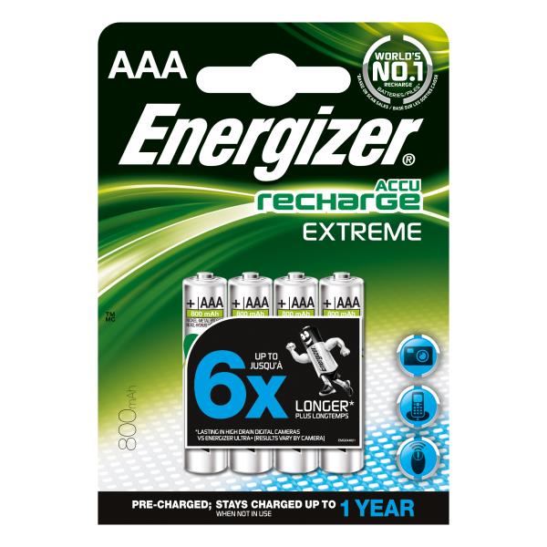 Energizer Laddningsbara Ni-MH-batteri AAA | 1.2 V DC | 800 mAh | Förladdad | 4-Blister