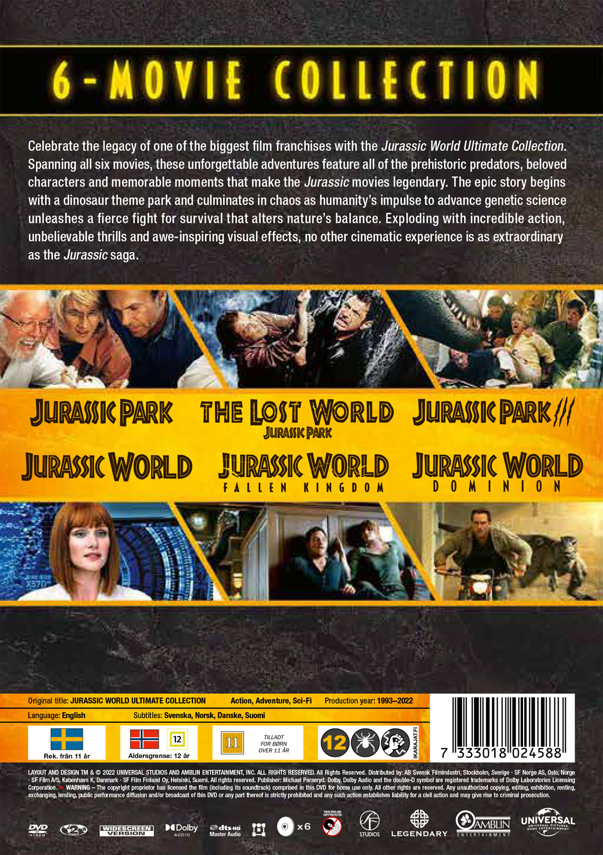 Jurassic Park Jurassic World Collection 6 Dvd Film 