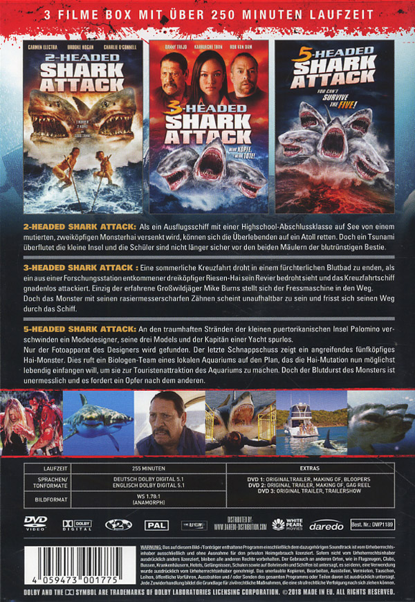 2 3 & 5 Headed shark attack Box - (3 DVD) - film - Ginza.se