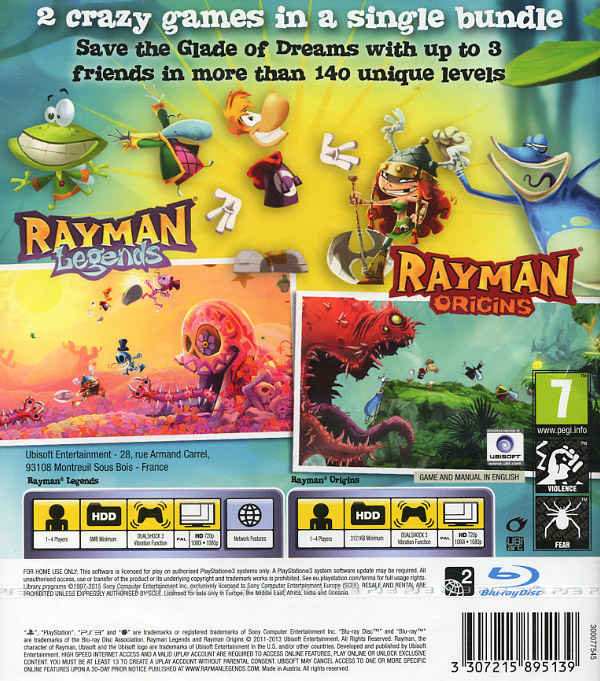 Rayman Legends + Rayman Origins Bundle PS3
