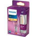 Philips: 2-pack LED E14 Kron 4,3W (40W) Klar 470lm