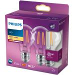 Philips: 2-pack LED E27 Normal 4,3W (40W) Klar 470lm