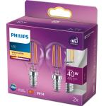 Philips: 2-pack LED E14 Klot 4,3W (40W) Klar 470lm