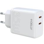 Celly: USB-laddare 2 x USB-C PD 35W Vit