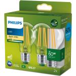 Philips: 2-pack LED E27 Normal 4W (60W) Klar 840lm 2700K Energiklass A