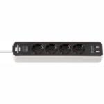 Brennenstuhl: Grenuttag 4-väg 2xUSB 1,5m s/v