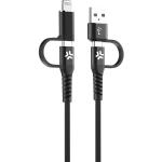 Celly: 4-i-1-kabel USB-C/USB-A till USB-C/Lightning Max 60W 2 m Svart