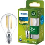 Philips: LED E14 Klot P45 2,3W (40W) Klar 485lm 2700K Energiklass A
